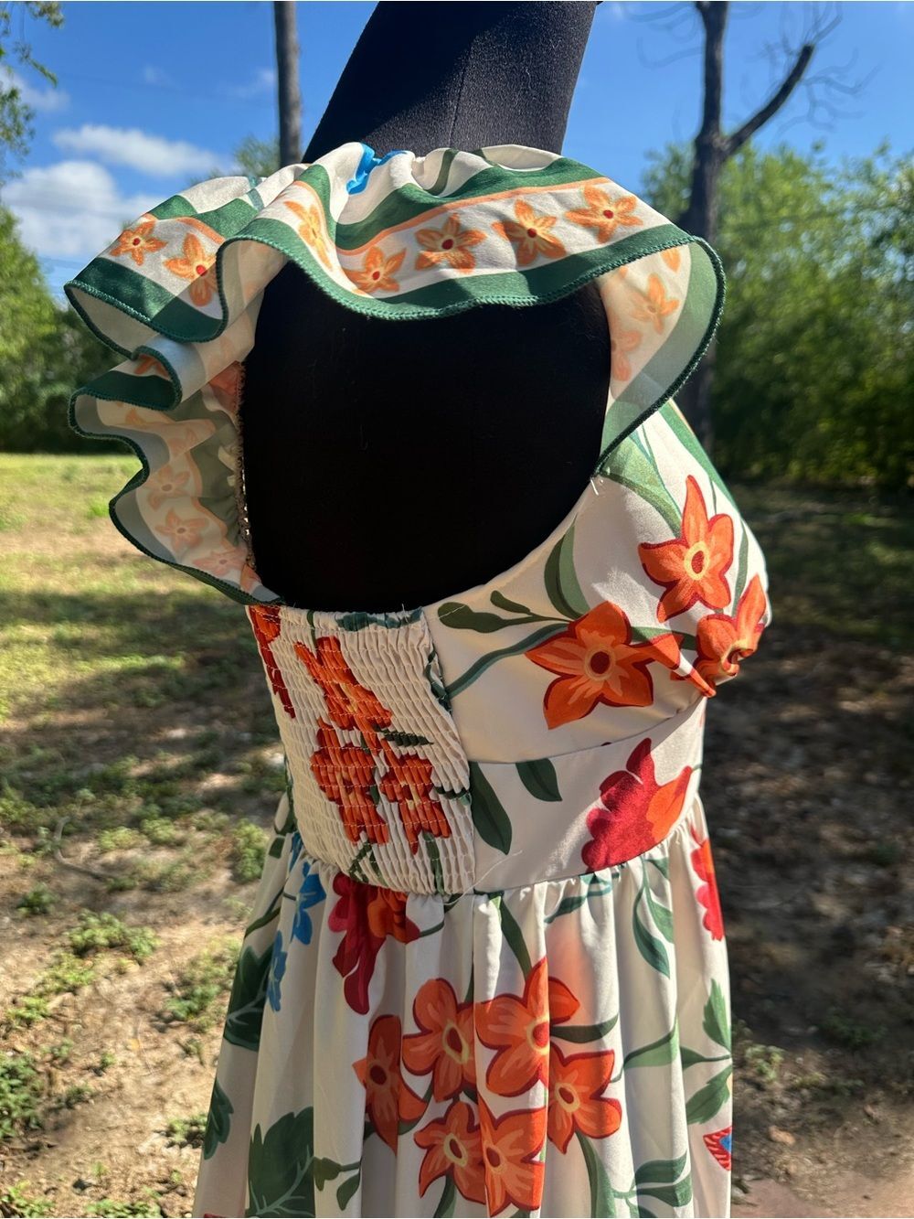 Tropical Floral Long Maxi Dress Size Medium Vacation Summer Boho Colorful Island - Picture 6 of 10